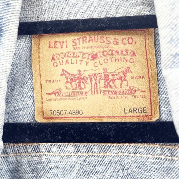 Levi's Jean Jacket Mens Size L Blue Light Wash Button Down Pocket Denim Classic - Picture 4 of 7